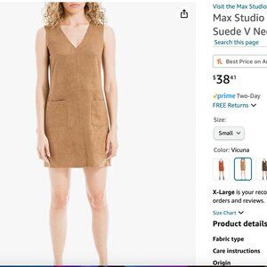 Max Studio Women's Sleeveless Faux Suede V Neck Dress